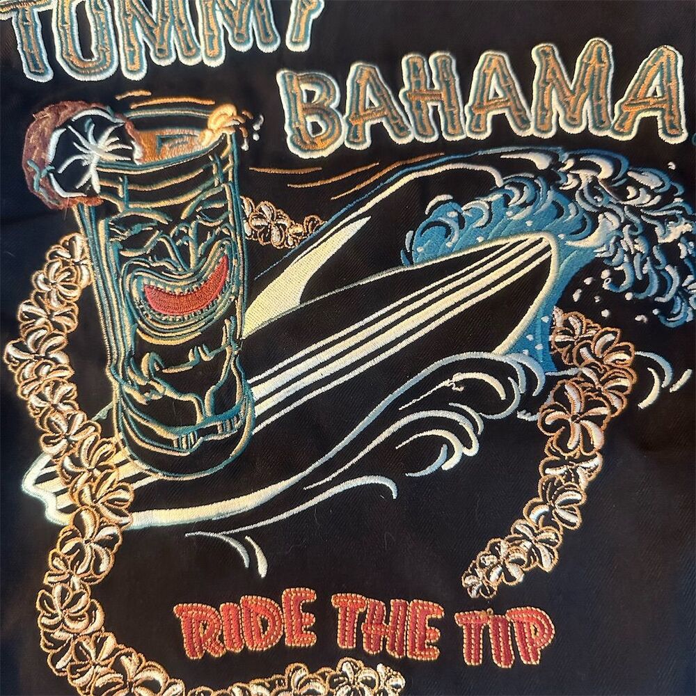 Tommy Bahama Men's S Black Hawaiian Shirt Short Sleeve Embroidered